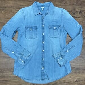 J CREW Women's Blue Denim Button-Up Shirt